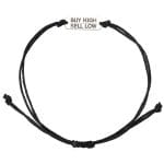 Męska bransoletka na rzemieniu regulowana z prostokątną blaszką ze srebra próby 925 z grawerem BUY HIGH SELL LOW