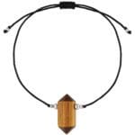 Srebrna bransoletka męska tygrysie oko sznurkowa