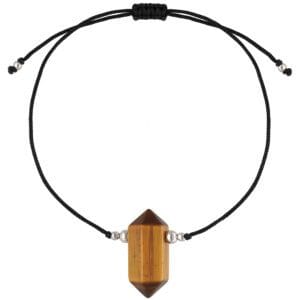 Srebrna bransoletka męska tygrysie oko sznurkowa