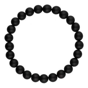 Czarna elastyczna bransoletka męska z matowym agatem w dużym rozmiarze