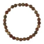 elegancka bransoletka męska elastyczna z kuleczek gold filled i brązowego fasetowanego agatu