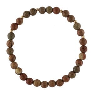 elegancka bransoletka męska elastyczna z kuleczek gold filled i brązowego fasetowanego agatu