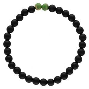 Bransoletka męska z czarnego agatu i zielonego jaspisu symbolizująca 20% lądów na Ziemi. Bransoletka z kolekcji Earth&Space