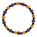 Męska bransoletka z naturalnym ametystem, agatem i onyksem w kolorach Halloween.