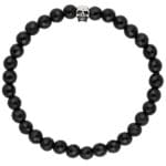 Elastyczna bransoletka męska czarny onyks i beads w kształcie czaszki