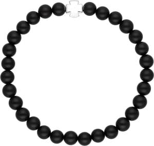 Srebrna bransoletka męska z krzyżem ze srebra oraz czarnego onyksu