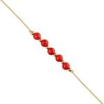 Bransoletka na sznurku regulowana z czerwonym kamieniem koral