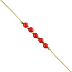 Bransoletka na sznurku regulowana z czerwonym kamieniem koral