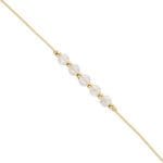 Damska bransoletka na beżowym sznurku z kwarcem i kuleczkami ze srebra pozłacanego 925