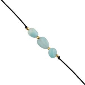 Bransoletka z amazonitem damska z zielonym kamieniem na czarnym sznurku regulowana