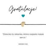 Bransoletka stópki srebrna pozłacana z okazji narodzin dziecka z grawerem i dedykacją