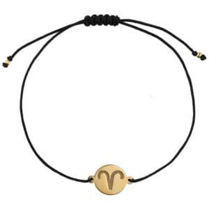 Bransoletka dla Barana na sznurku z celebrytką. Bransoletka srebrna pozłacana idealna dla Barana