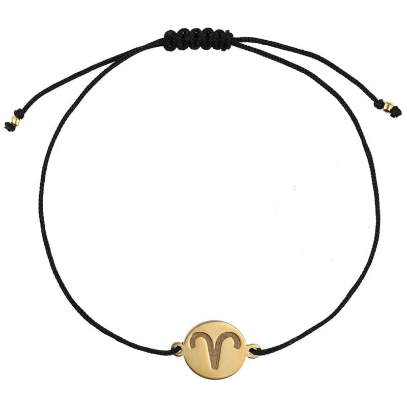 Bransoletka dla Barana na sznurku z celebrytką. Bransoletka srebrna pozłacana idealna dla Barana