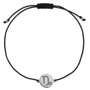 Bransoletka dla Koziorożca czarny sznurek z celebrytką. Bransoletka srebrna na czarnym sznurku
