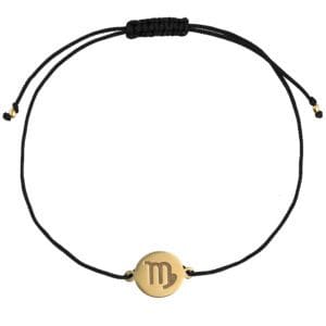 Bransoletka dla Panny na sznurku z celebrytką. Bransoletka srebrna pozłacana idealna dla Panny