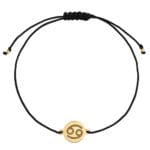 Bransoletka dla Raka na sznurku z celebrytką. Bransoletka srebrna pozłacana idealna dla Raka