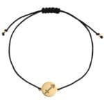 Bransoletka dla Strzelca na sznurku z celebrytką. Bransoletka srebrna pozłacana idealna dla Strzelca