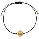 Bransoletka dla Wagi na sznurku z celebrytką. Bransoletka srebrna pozłacana idealna dla Wagi