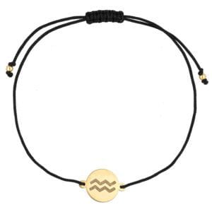 Bransoletka dla Wodnika na sznurku z celebrytką. Bransoletka srebrna pozłacana idealna dla Wodnika