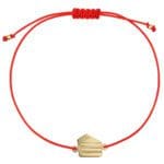 Bransoletka tort srebrna pozłacana na czerwonym sznurku