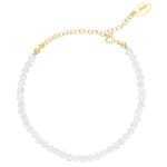 Bransoletka damska srebrna pozłacana z popękanym naturalnym kwarcem. Bransoletka posiada przedłużkę na której końcu zawieszona jest zawieszka z logo Rosett