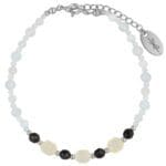 bransoletka z naturalnym akwamarynem, cytrynem i onyksem srebrna