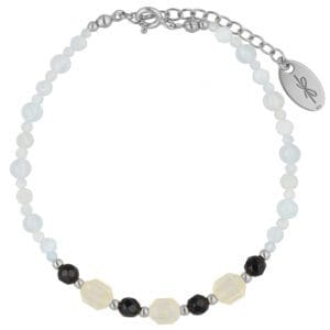 bransoletka z naturalnym akwamarynem, cytrynem i onyksem srebrna