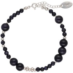 Bransoletka damska srebrna z kamieniem Nocy Kairu. Bransoletka zakończona przedłużka do regulacji obwodu