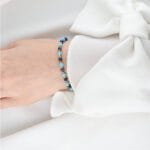 niebieska bransoletka z kamieni naturalnych na sznurku - turkus i lapis