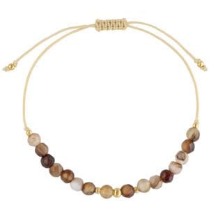 Agat bransoletka sznurkowa pozłacana z kamieniami