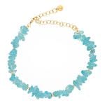 Złota bransoletka damska goldfilled z sieczką z apatytu i przedłużką zakończoną kuleczka