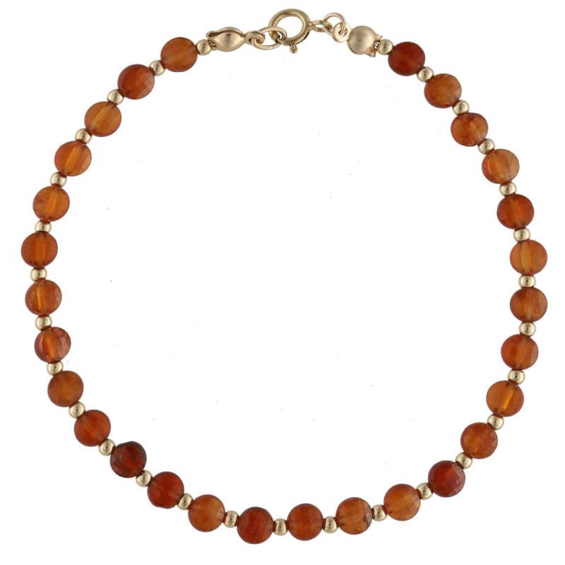 złota bransoletka gold filled z hessonitem granatem CINNAMON Złota damska bransoletka gold filled z hessonitem granatem