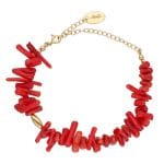 bransoletka z czerwonego koralu pozłacana Damska bransoletka srebrna z koralem czerwonym