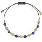 Bransoletka z labradorytem i lapis lazuli srebrna pozłacana na sznurku