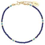 Damska bransoletka z turkusem i lapisem lazuli pozłacana zapinana na łańcuszku