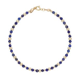 Damska bransoletka plater 585 z lapisem lazuli