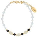 bransoletka z akwamarynem, cytrynem i onyksem pozłacana