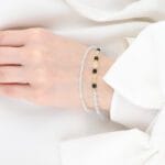 Srebrna bransoletka z akwamarynem, cytrynem, onyksem pozłacana