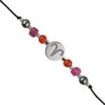 Bransoletka zodiakalna dla Barana na czarnym sznurku z celebrytką i karneolem, rubinem i hematytem