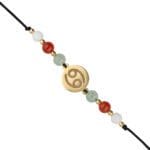 Bransoletka dla Raka na czarnym sznurku z celebrytką i awenturynem, karneolem i kamieniem księżycowym