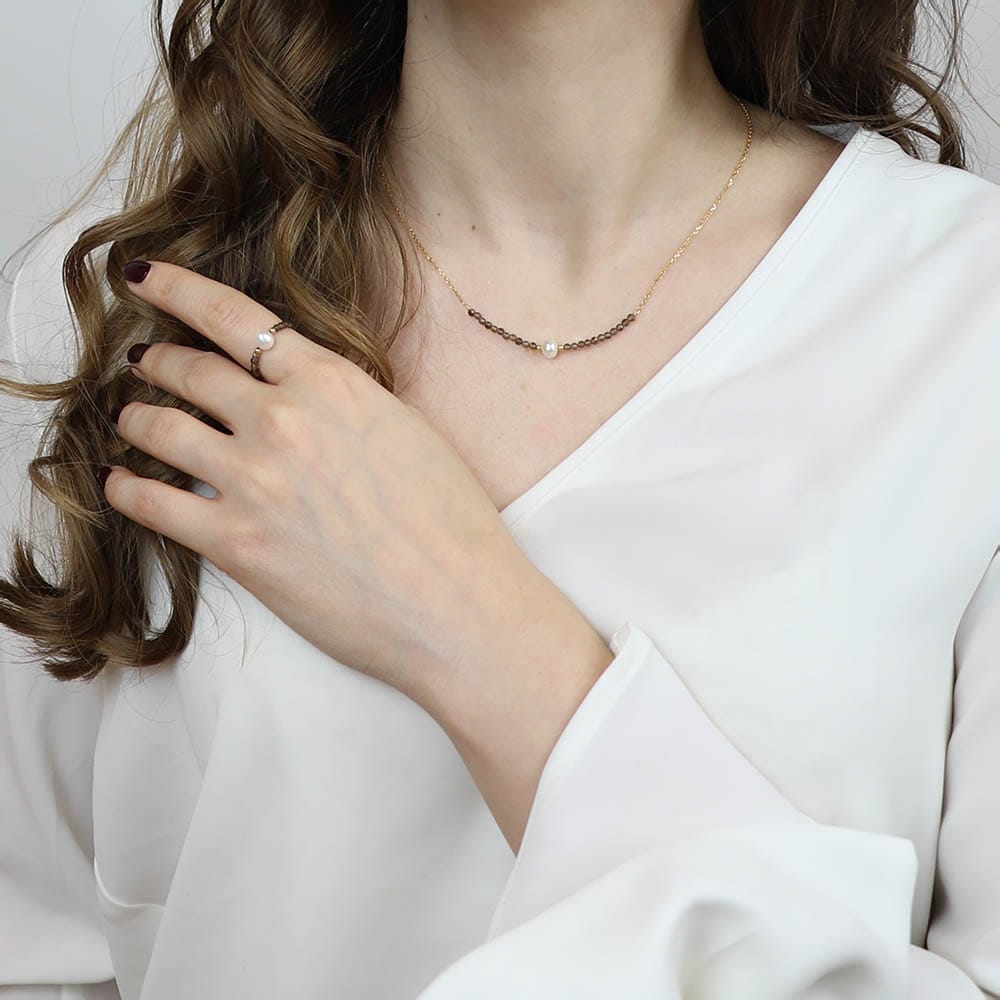 Brązowy kamień naturalny - biżuteria z kwarcem dymnym