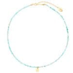 Choker na szyję z kamieniem amazonit i srebrną gwiazdką regulowany