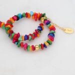 Choker na szyję srebrny pozłacany z kolorową masą perłową