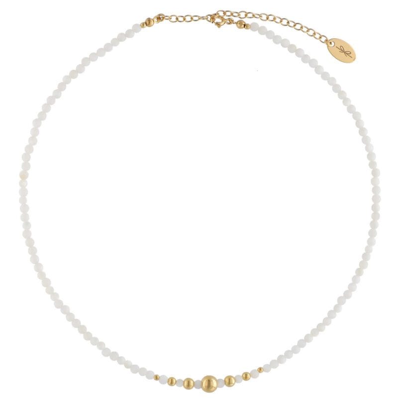 Srebrny choker z masy perłowej pozłacany