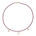 Krótki damski naszyjnik gold filled z rubinu RUBY STAR jako choker na szyję