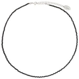 Zjawiskowy choker na szyję czarny spinel srebrny