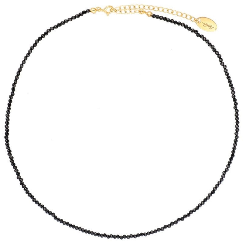 Zjawiskowy choker na szyję czarny spinel srebrny pozłacany