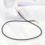 Zjawiskowy i elegancki choker na szyję czarny spinel fasetowany srebrny pozłacany