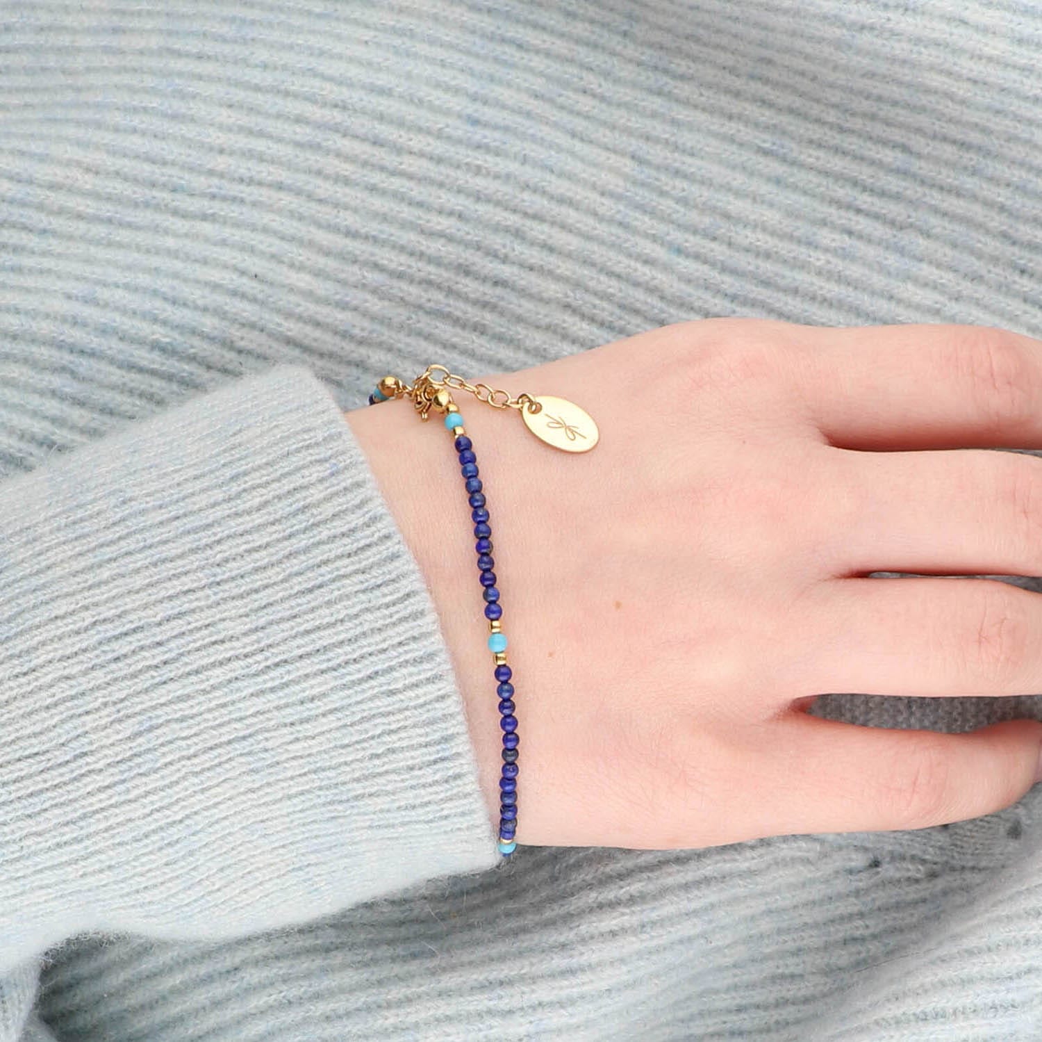 Bransoletka z niebieskimi kamieniami - turkus i lapis