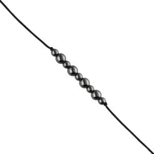 Damska bransoletka stalowy hematyt na czarnym sznurku